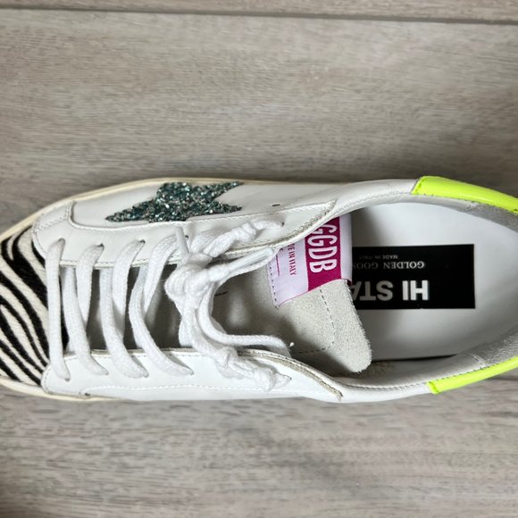 Golden Goose Hi Star Leather & Haircalf Sneakers - Picture 6 of 11